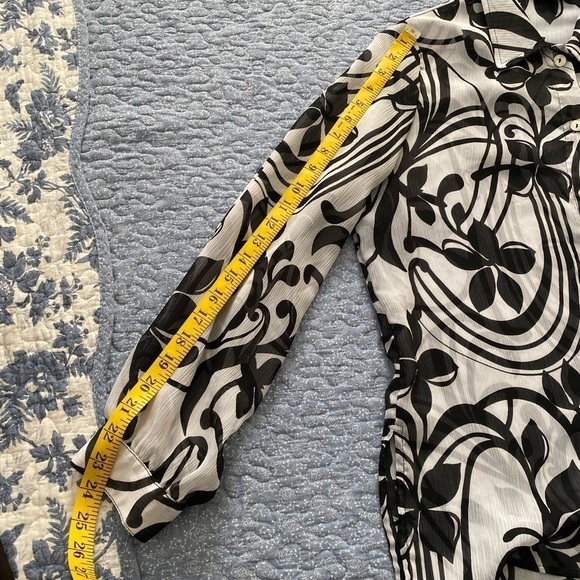 Travel Smith Trending Black and White Easy Care Sheer Button Down Shirt Size PL - Picture 7 of 9